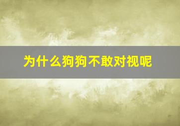 为什么狗狗不敢对视呢