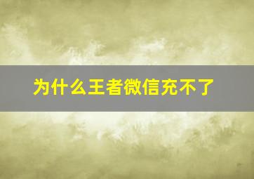 为什么王者微信充不了