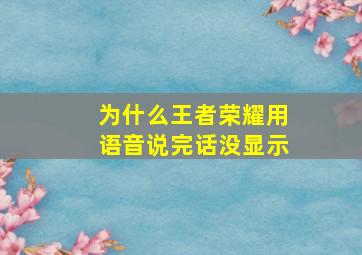 为什么王者荣耀用语音说完话没显示