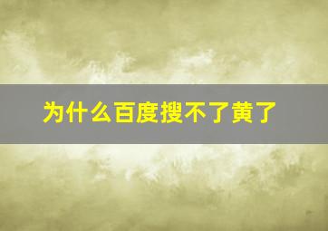 为什么百度搜不了黄了