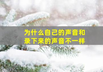 为什么自己的声音和录下来的声音不一样