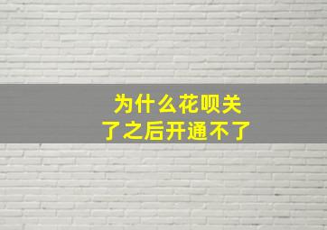 为什么花呗关了之后开通不了