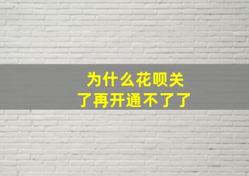 为什么花呗关了再开通不了了