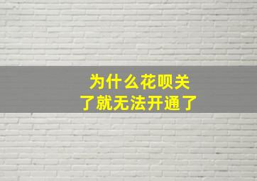 为什么花呗关了就无法开通了