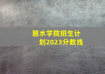 丽水学院招生计划2023分数线