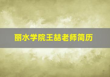 丽水学院王喆老师简历