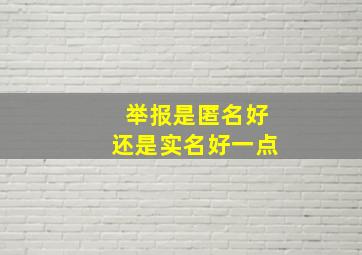 举报是匿名好还是实名好一点