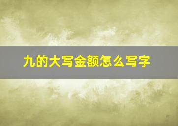 九的大写金额怎么写字