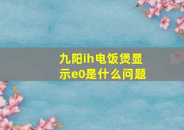 九阳ih电饭煲显示e0是什么问题