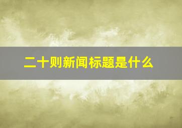 二十则新闻标题是什么