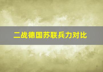 二战德国苏联兵力对比