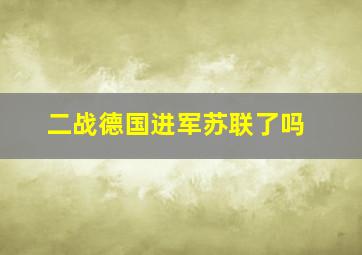 二战德国进军苏联了吗