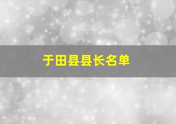 于田县县长名单