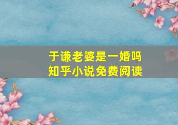 于谦老婆是一婚吗知乎小说免费阅读