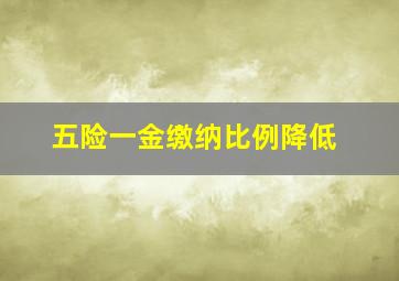 五险一金缴纳比例降低