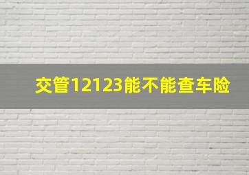 交管12123能不能查车险