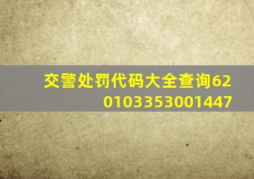 交警处罚代码大全查询620103353001447