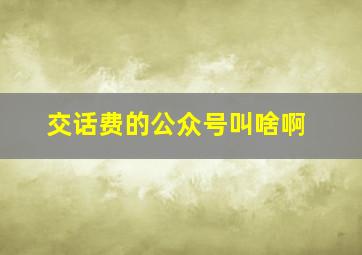 交话费的公众号叫啥啊