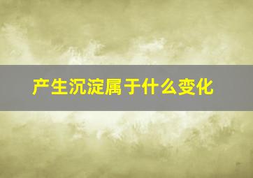 产生沉淀属于什么变化