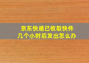 京东快递已收取快件几个小时后发出怎么办