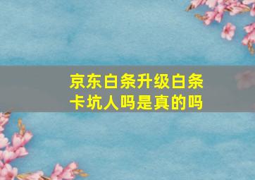 京东白条升级白条卡坑人吗是真的吗