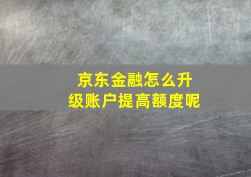 京东金融怎么升级账户提高额度呢