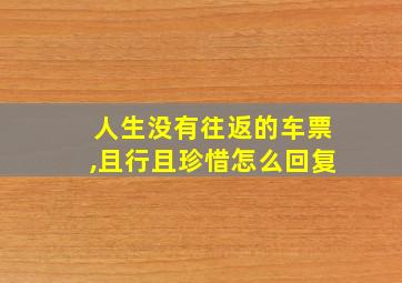 人生没有往返的车票,且行且珍惜怎么回复