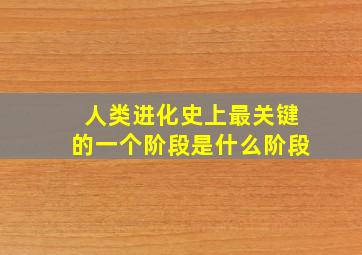 人类进化史上最关键的一个阶段是什么阶段