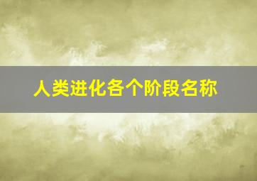 人类进化各个阶段名称