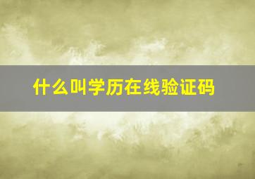 什么叫学历在线验证码