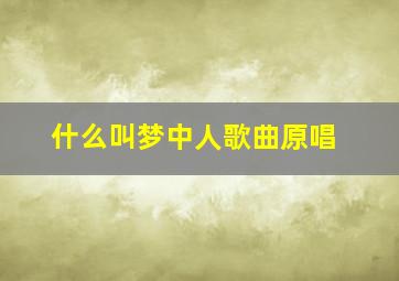 什么叫梦中人歌曲原唱