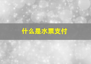 什么是水票支付