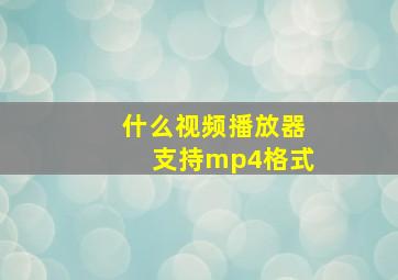 什么视频播放器支持mp4格式