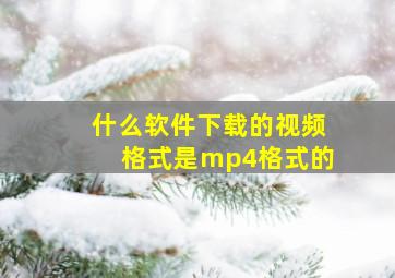 什么软件下载的视频格式是mp4格式的