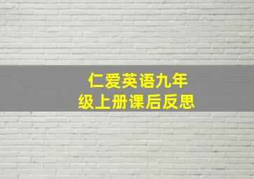 仁爱英语九年级上册课后反思