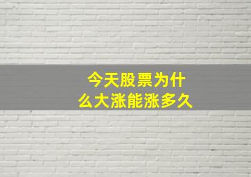 今天股票为什么大涨能涨多久