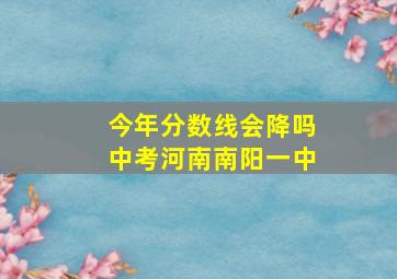 今年分数线会降吗中考河南南阳一中