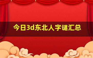 今日3d东北人字谜汇总