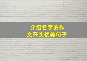 介绍名字的作文开头优美句子