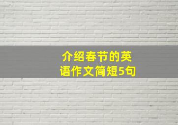 介绍春节的英语作文简短5句