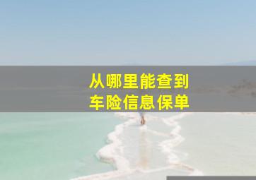 从哪里能查到车险信息保单