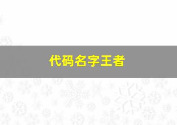 代码名字王者