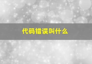 代码错误叫什么