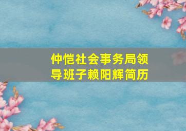 仲恺社会事务局领导班子赖阳辉简历