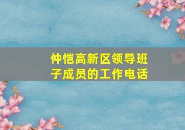 仲恺高新区领导班子成员的工作电话