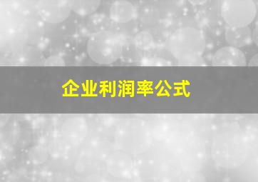 企业利润率公式