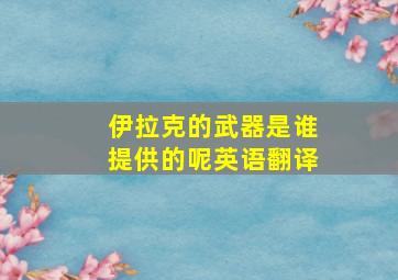 伊拉克的武器是谁提供的呢英语翻译