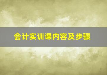 会计实训课内容及步骤