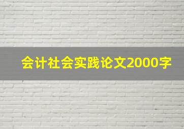 会计社会实践论文2000字