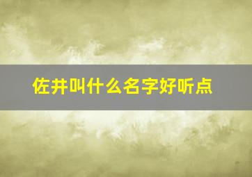 佐井叫什么名字好听点